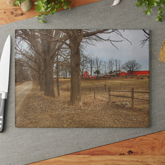 U R There Photography Wilder Road Cow Farm Rustic Farmhouse Tempered-Glass Cutting Board