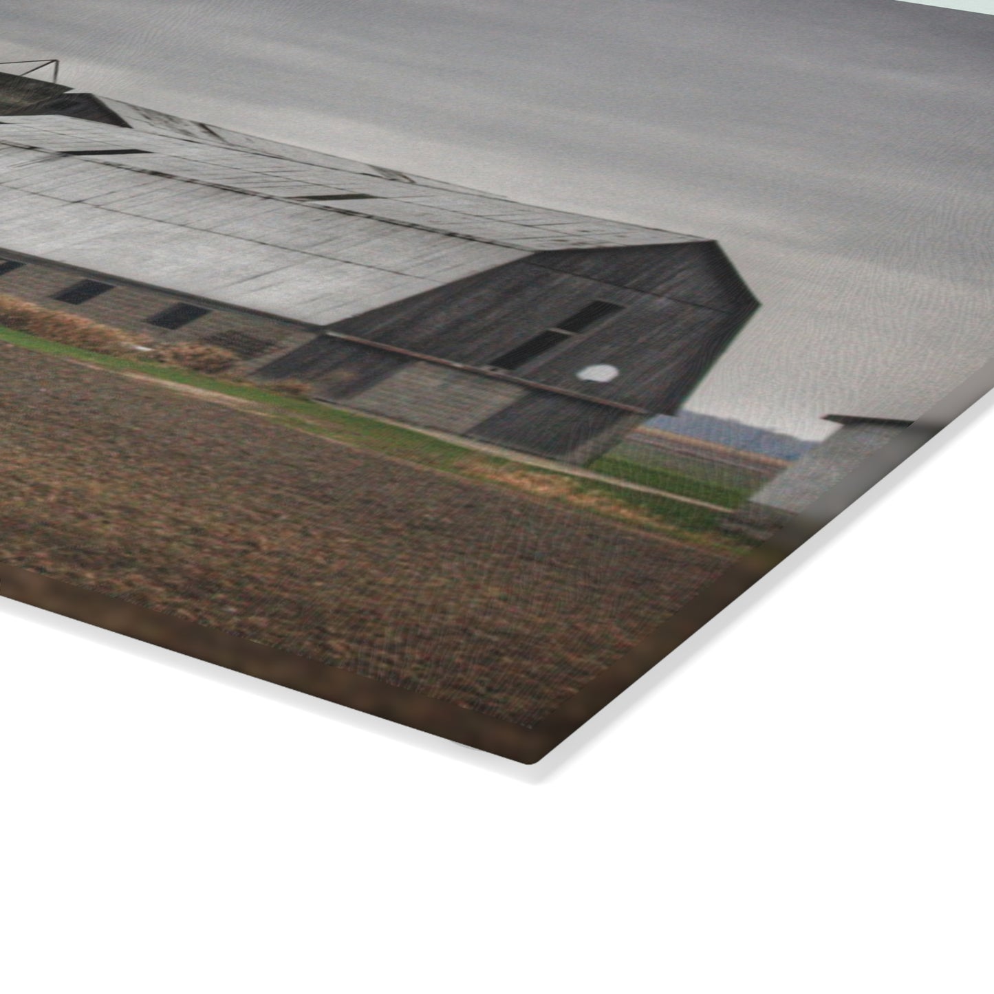 U R There Photography North Gates Road Old Grey II Rustic Farmhouse Tempered-Glass Cutting Board