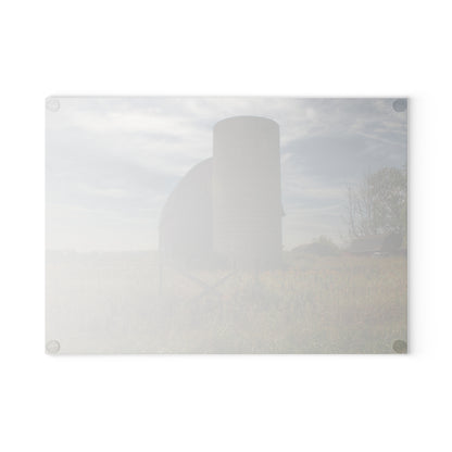 U R There Photography Mushroom Road Red II Rustic Farmhouse Tempered-Glass Cutting Board 8"x 11"