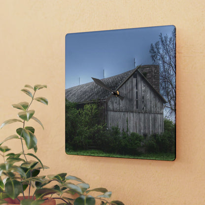 U R There Photography Wilder Road Grey I Rustic Farmhouse Acrylic Analog Wall Clock