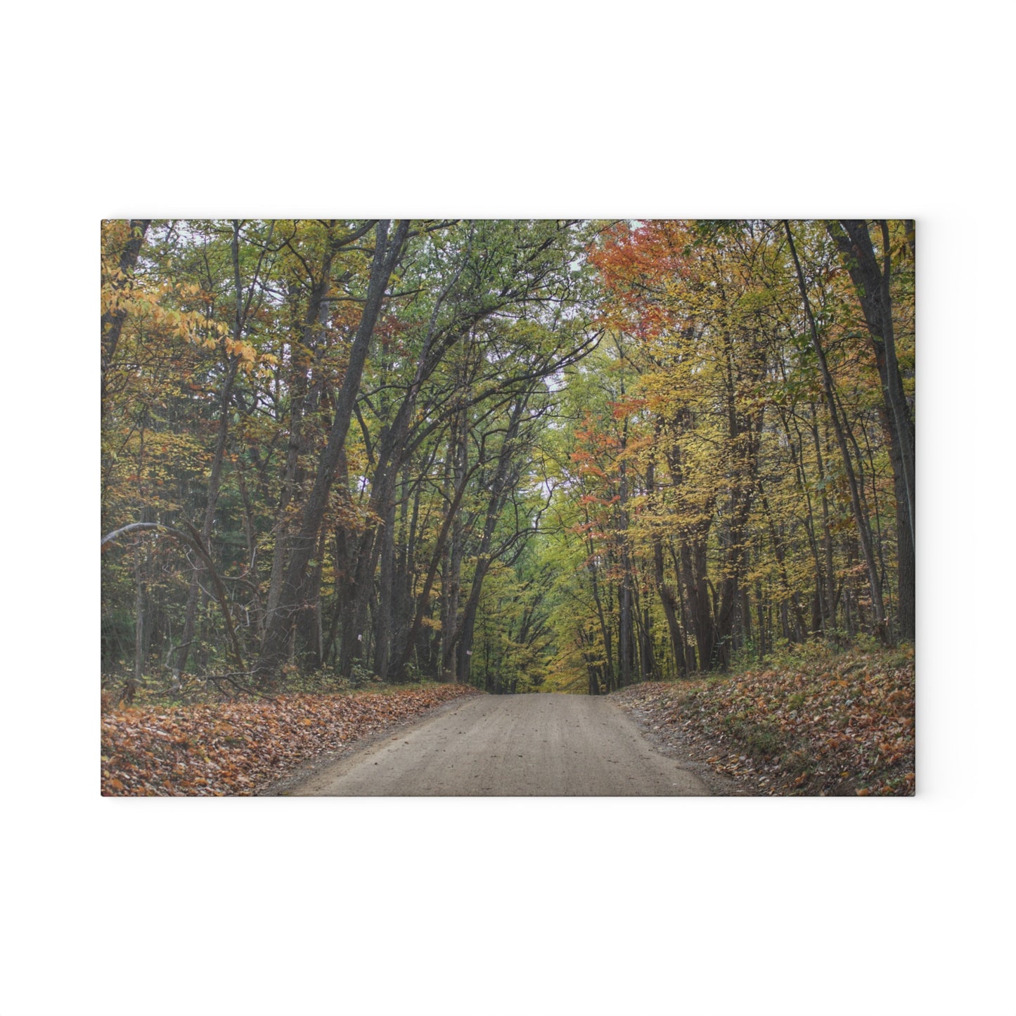 U R There Photography Country Roads in Dryden III Rustic Farmhouse Tempered-Glass Cutting Board