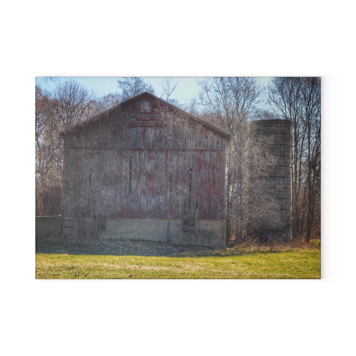 U R There Photography M-15 Red Rustic Farmhouse Tempered-Glass Cutting Board