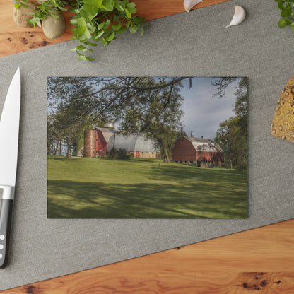 U R There Photography Clark Park Road Reds Rustic Farmhouse Tempered-Glass Cutting Board