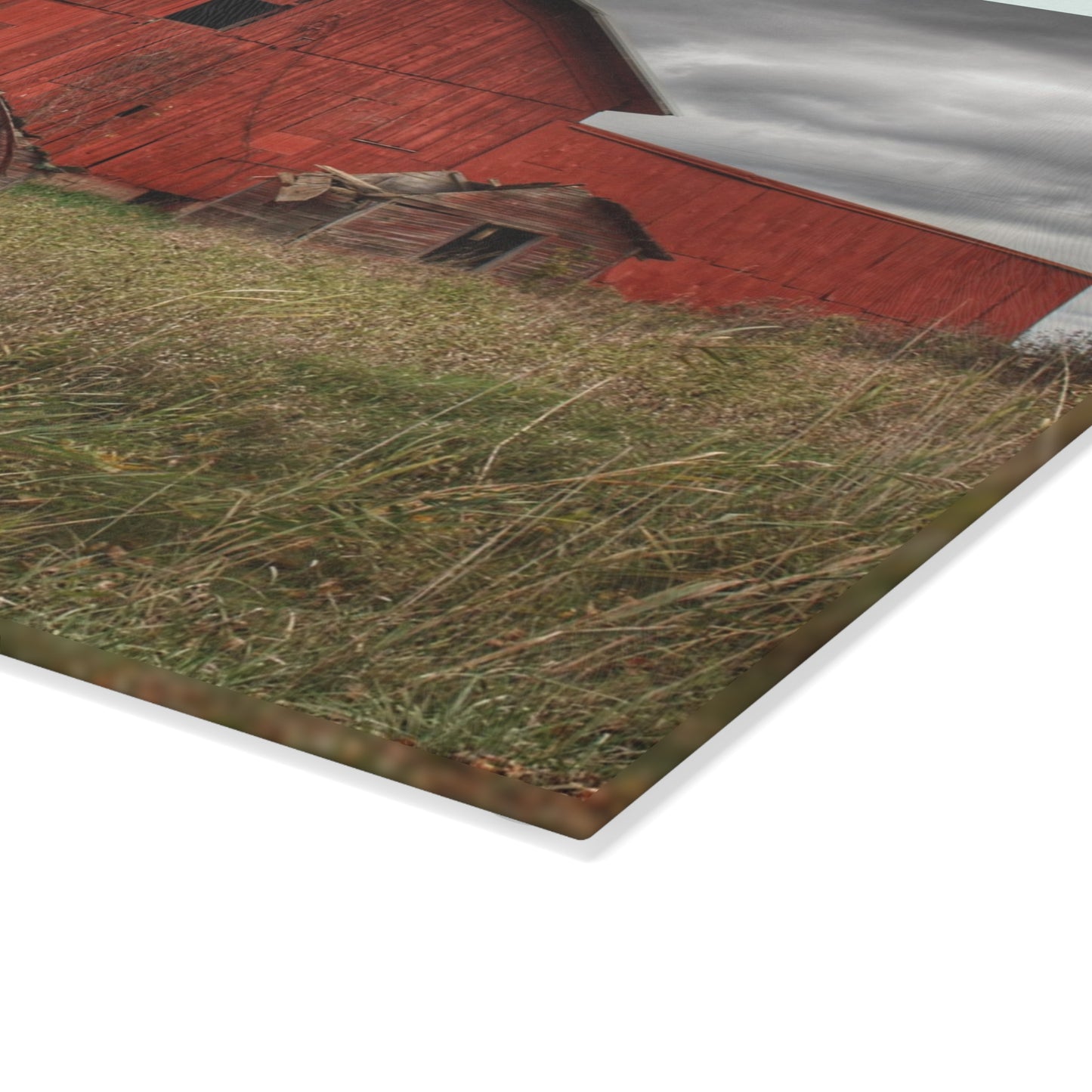 U R There Photography Horton Hilltop Red I Rustic Farmhouse Tempered-Glass Cutting Board 8" x 11" Rectangle