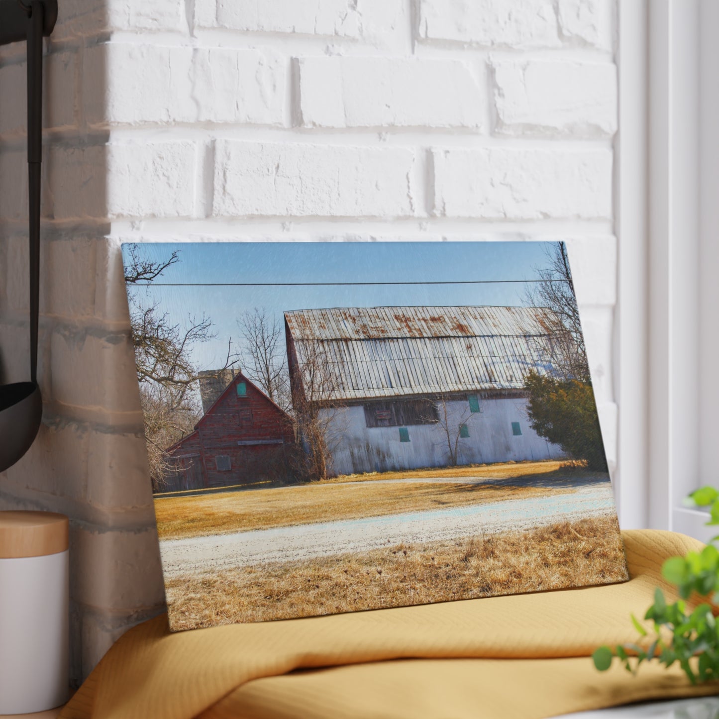 U R There Photography Indian Trail Rusted Reds II Rustic Farmhouse Tempered-Glass Cutting Board