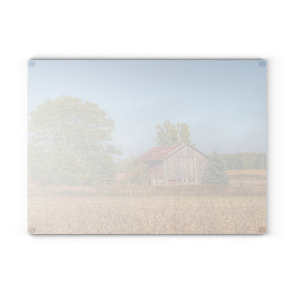 U R There Photography Brown City Wellman Line Road Little Red Rustic Farmhouse Tempered-Glass Cutting Board