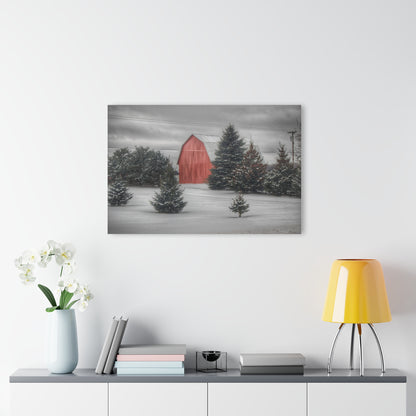 U R There Photography Vernor Road Winter Red Rustic Farmhouse Acrylic Wall Print