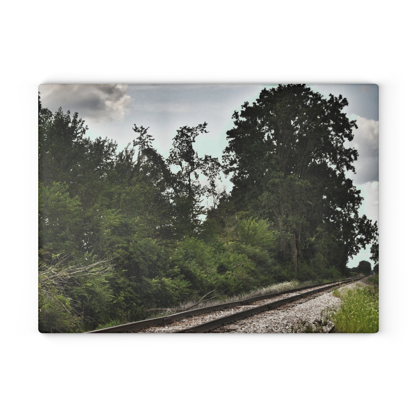 U R There Photography Michigan Rails Rustic Farmhouse Tempered-Glass Cutting Board