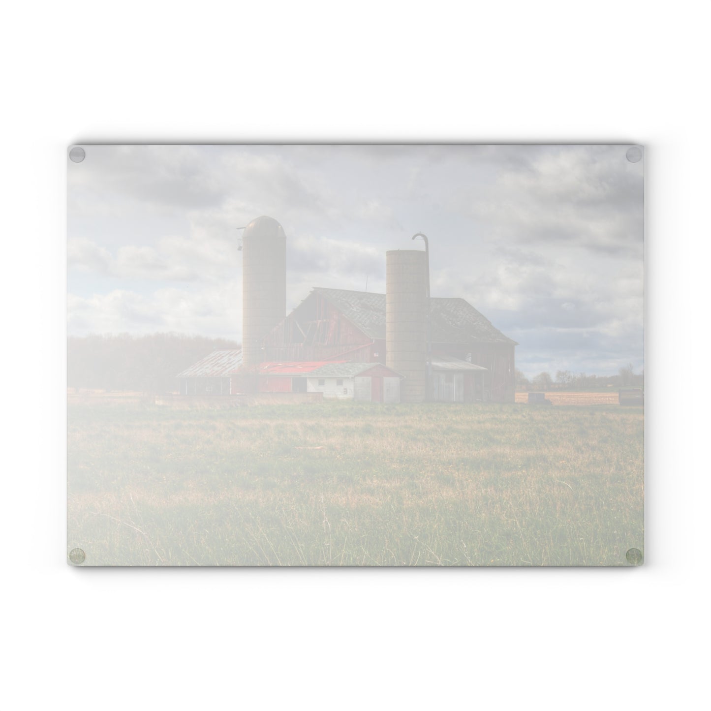 U R There Photography Centerline Road Red Rustic Farmhouse Tempered-Glass Cutting Board