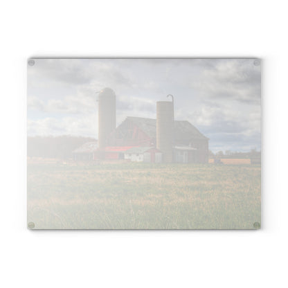 U R There Photography Centerline Road Red Rustic Farmhouse Tempered-Glass Cutting Board