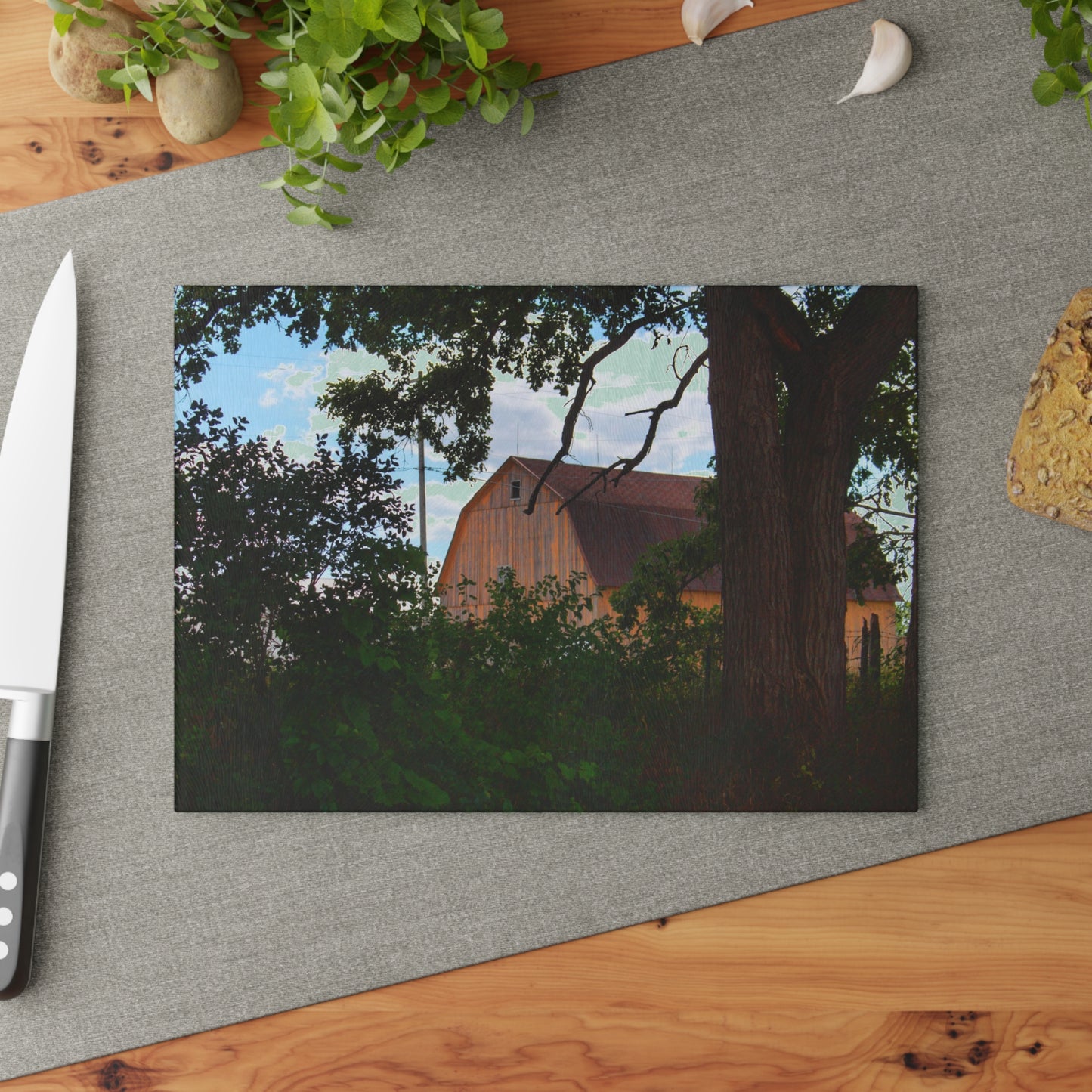 U R There Photography Bristol Gold Hidden Rustic Farmhouse Tempered-Glass Cutting Board