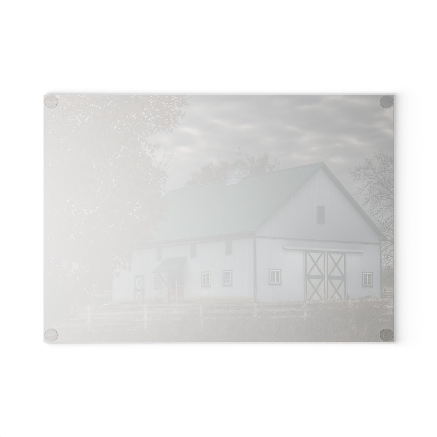 U R There Photography Millville White Rustic Farmhouse Tempered-Glass Cutting Board