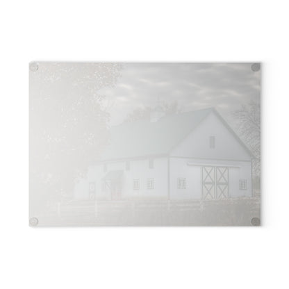 U R There Photography Millville White Rustic Farmhouse Tempered-Glass Cutting Board