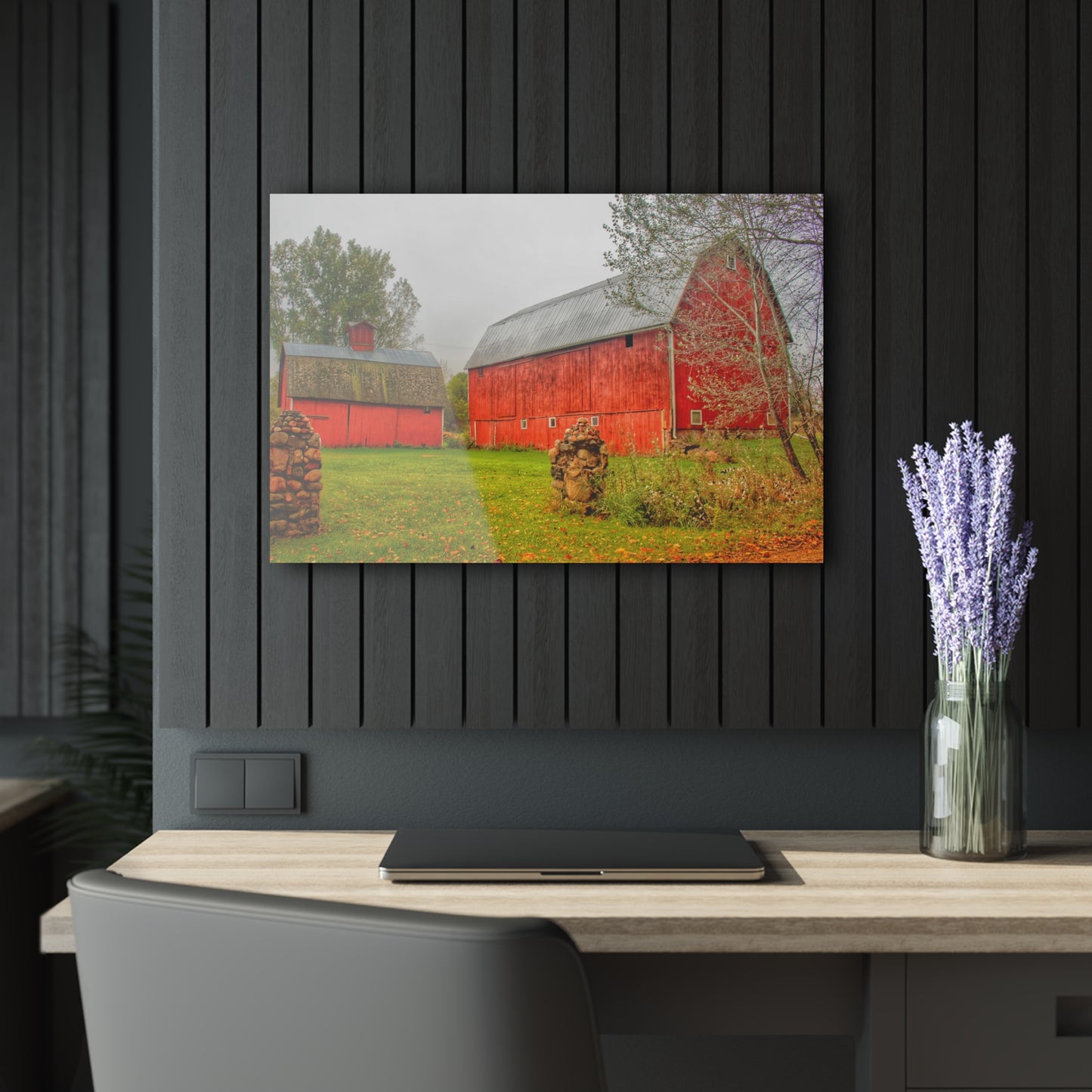 U R There Photography Cramton Road Reds I Rustic Farmhouse Acrylic Wall Print