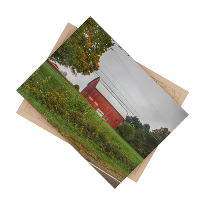U R There Photography Bronson Lake Road Red Rustic Farmhouse Decorative Ceramic Tile 6" × 8" Glossy