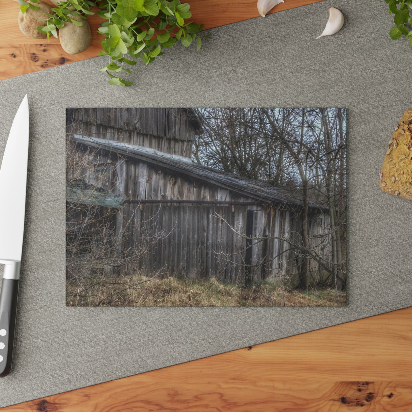 U R There Photography Rural Decay in Early Spring Rustic Farmhouse Tempered-Glass Cutting Board