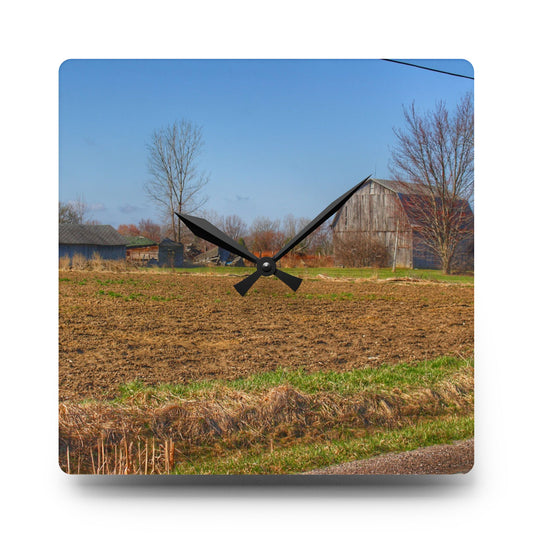 Stanley Road Greys Rustic Farmhouse Acrylic Analog Wall Clock 10.75'' × 10.75'' (Square)