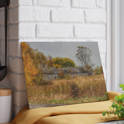 U R There Photography Hill Road Roadside Greys Rustic Farmhouse Tempered-Glass Cutting Board