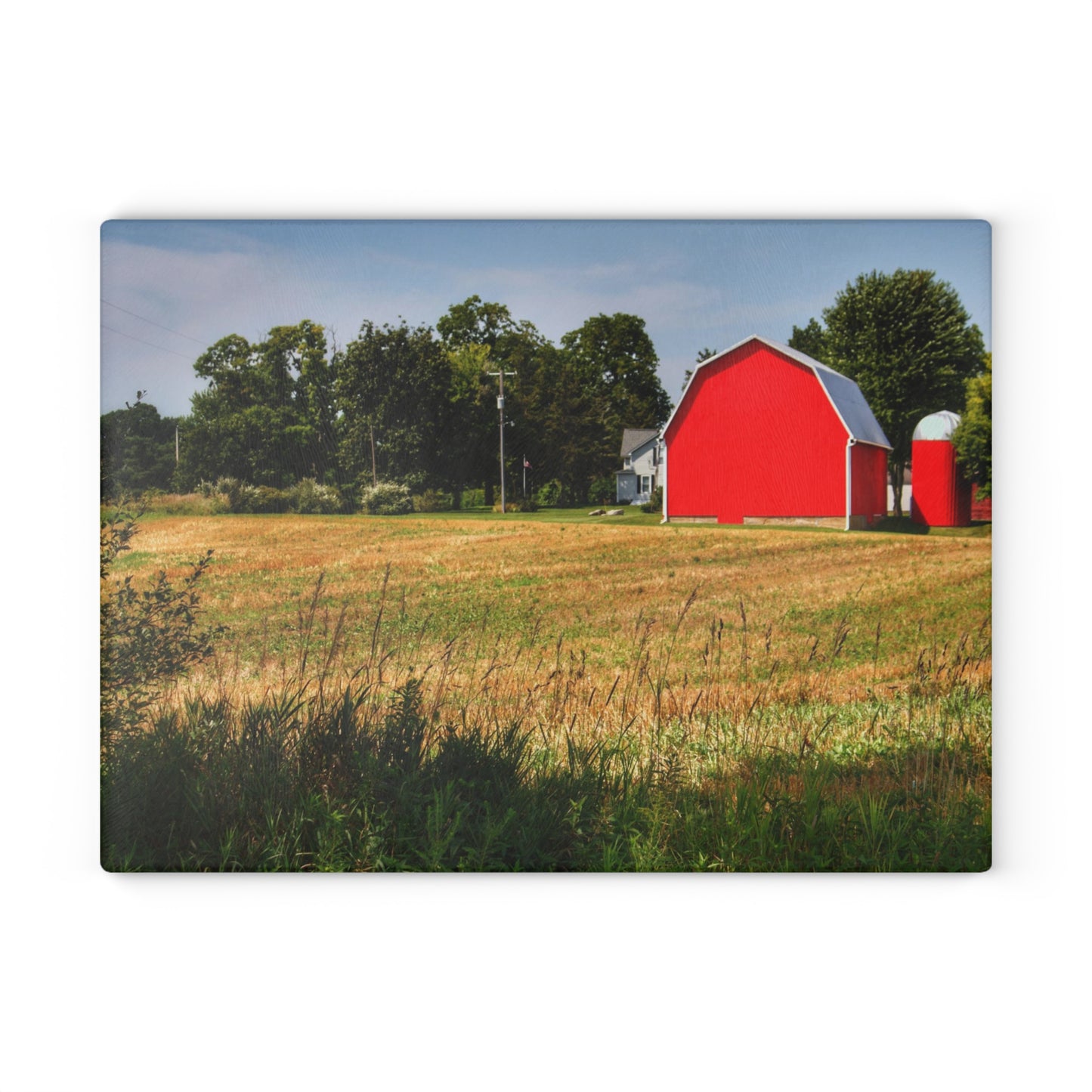U R There Photography Bristol Road Red and Silo Rustic Farmhouse Tempered-Glass Cutting Board