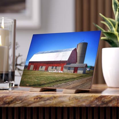 U R There Photography Burt Road Red and Silo Rustic Farmhouse Decorative Ceramic Tile