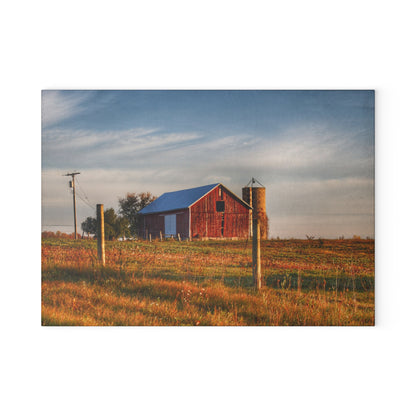 U R There Photography North Lake Pleasant Little Red II Rustic Farmhouse Tempered-Glass Cutting Board