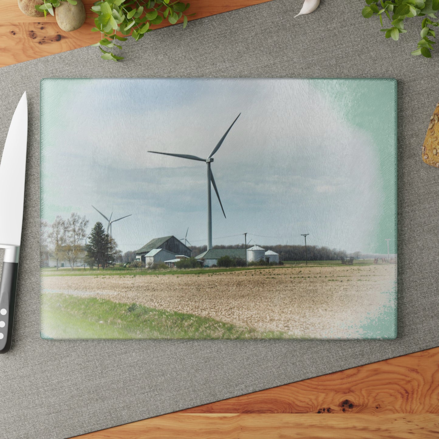 U R There Photography Dickerson Grey Rustic Farmhouse Tempered-Glass Cutting Board