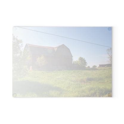 U R There Photography Leslie Road Red I Rustic Farmhouse Tempered I-Glass Cutting Board 8"x 11"