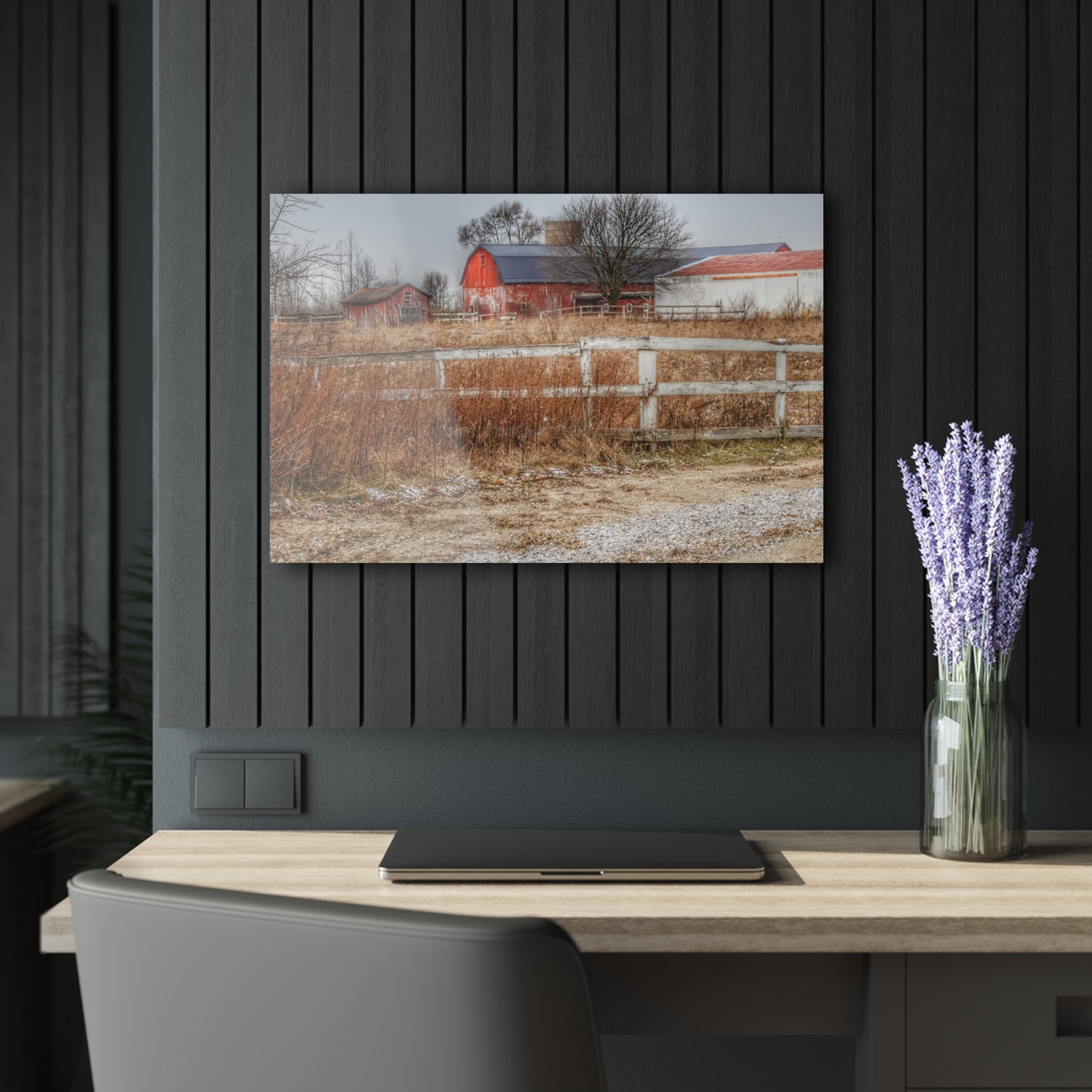 U R There Photography Mound Road Reds Rustic Farmhouse Acrylic Wall Print