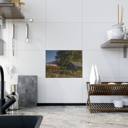 U R There Photography Barnes Road Hidden Red and Little Grey Rustic Farmhouse Decorative Ceramic Tile