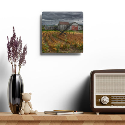 U R There Photography Murphy Lake Road Quonset Clan Rustic Farmhouse Acrylic Analog Wall Clock