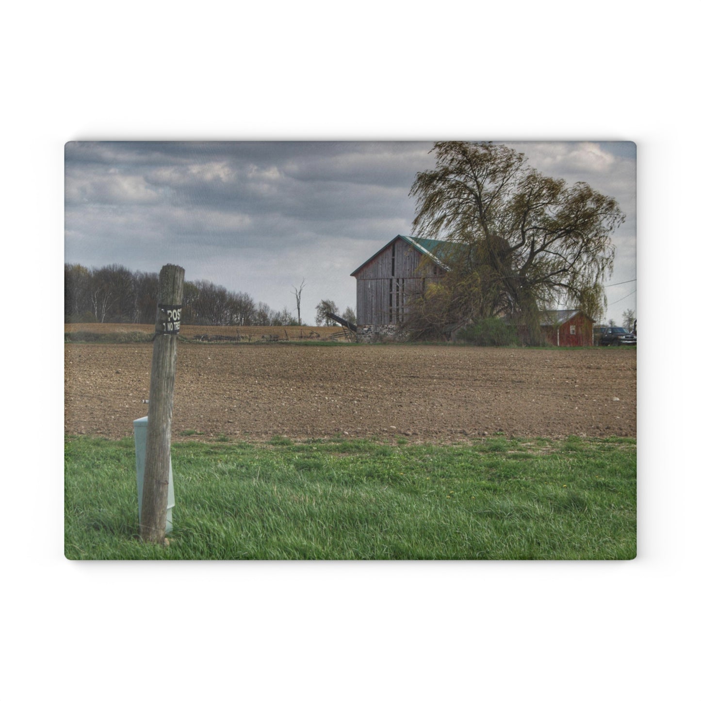 U R There Photography Cedar Creek Road Grey Rustic Farmhouse Tempered-Glass Cutting Board