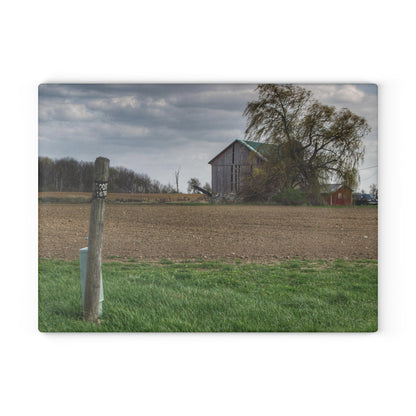 U R There Photography Cedar Creek Road Grey Rustic Farmhouse Tempered-Glass Cutting Board