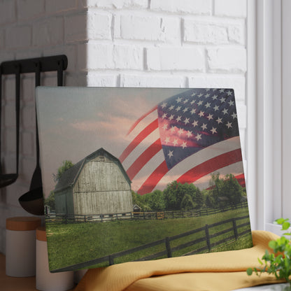 U R There Photography An American Farm II Rustic Farmhouse Tempered-Glass Cutting Board