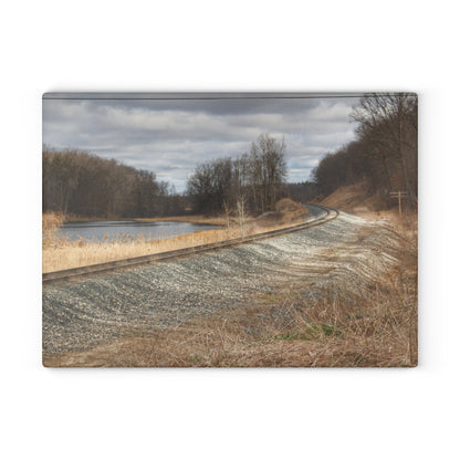 U R There Photography Aside the Tracks in Holly Rustic Farmhouse Tempered-Glass Cutting Board