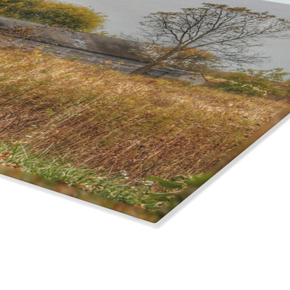 U R There Photography Hill Road Roadside Greys Rustic Farmhouse Tempered-Glass Cutting Board