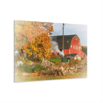 U R There Photography Greenwood Road Red in the Fall Rustic Farmhouse Acrylic Wall Print