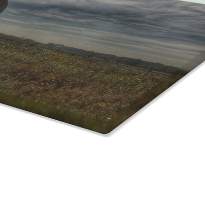 U R There Photography Mushroom Road Red I Rustic Farmhouse Tempered-Glass Cutting Board