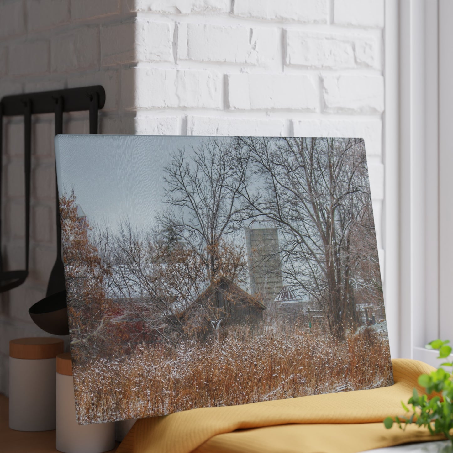 U R There Photography Wale Road Hidden Grey Rustic Farmhouse Tempered-Glass Cutting Board