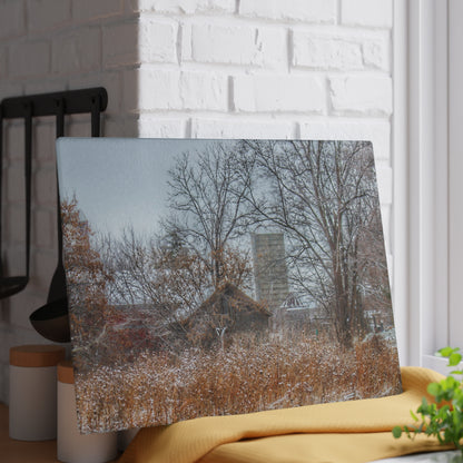 U R There Photography Wale Road Hidden Grey Rustic Farmhouse Tempered-Glass Cutting Board