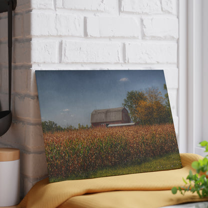 U R There Photography Clifford Road Red III Rustic Farmhouse Tempered-Glass Cutting Board