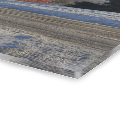 U R There Photography Metamora Red in Winter Rustic Farmhouse Acrylic Wall Print