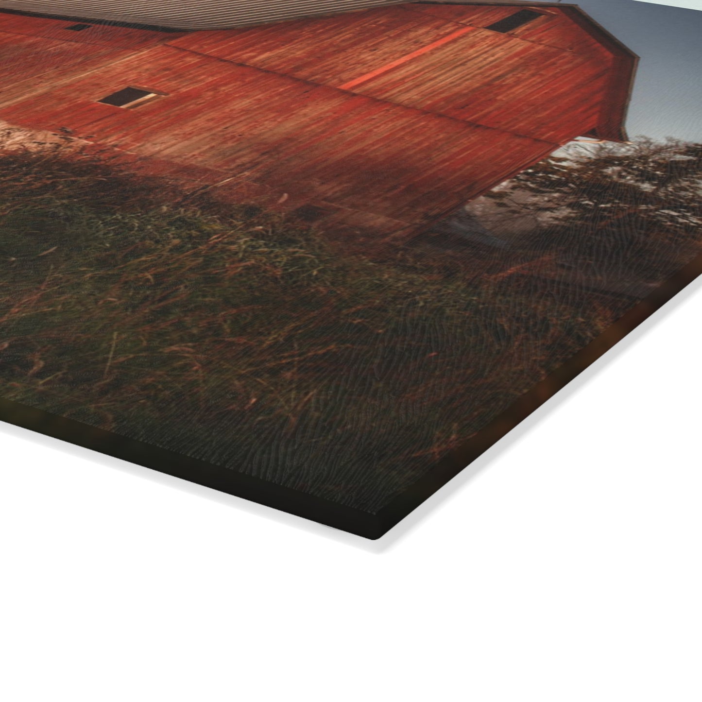 U R There Photography Columbiaville Red II Rustic Farmhouse Tempered-Glass Cutting Board
