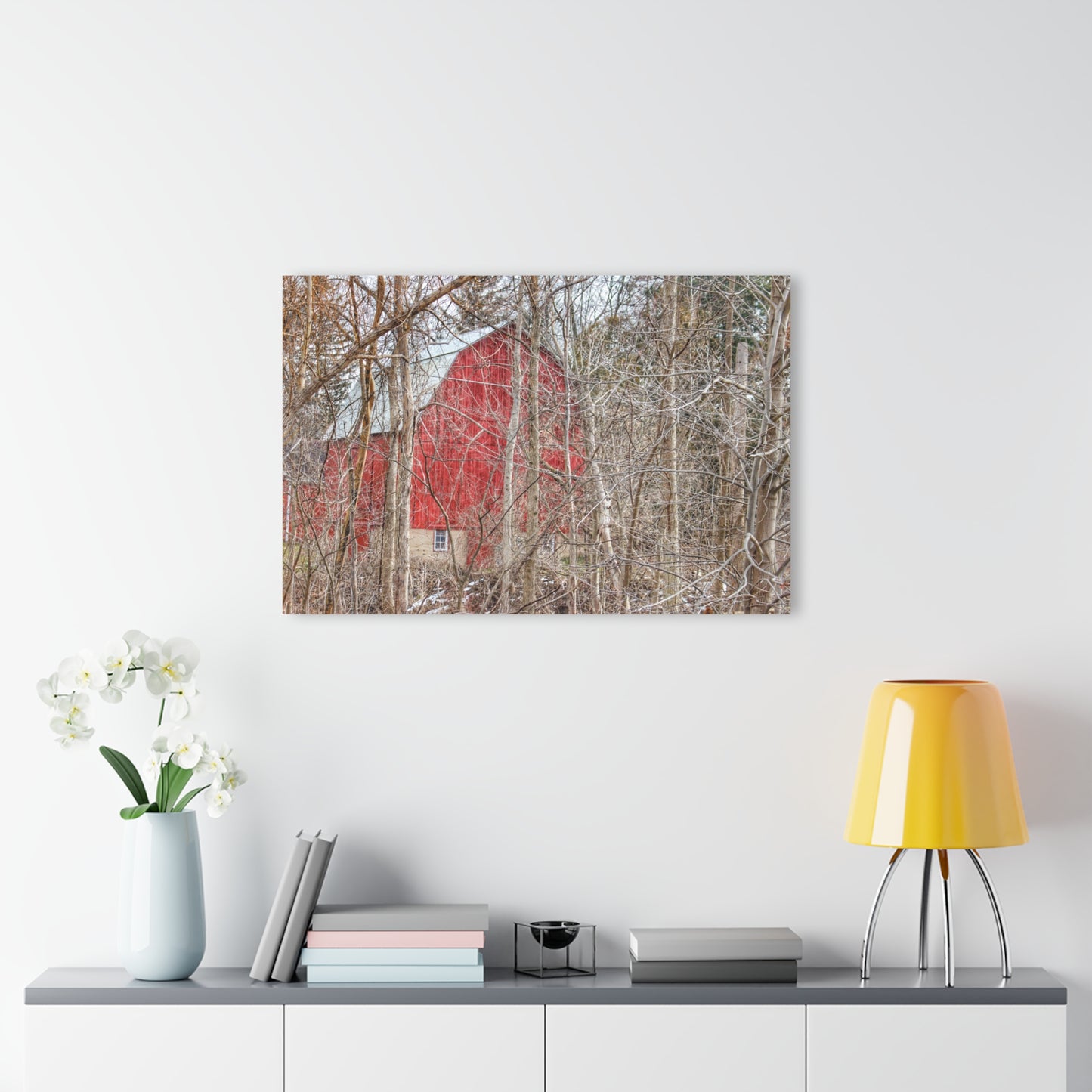 U R There Photography Lake Pleasant Hidden Red Rustic Farmhouse Acrylic Wall Print