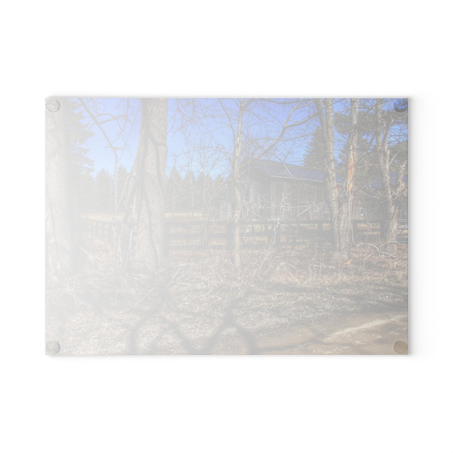 U R There Photography Brewer Road Grey Rustic Farmhouse Tempered-Glass Cutting Board