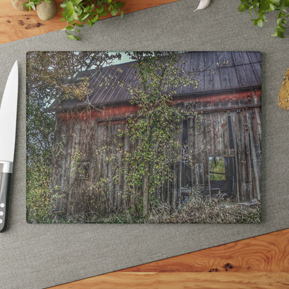 U R There Photography Annie's Barn II Rustic Farmhouse Tempered-Glass Cutting Board