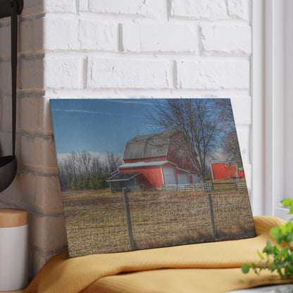 U R There Photography Clifford Road Red II Rustic Farmhouse Tempered-Glass Cutting Board