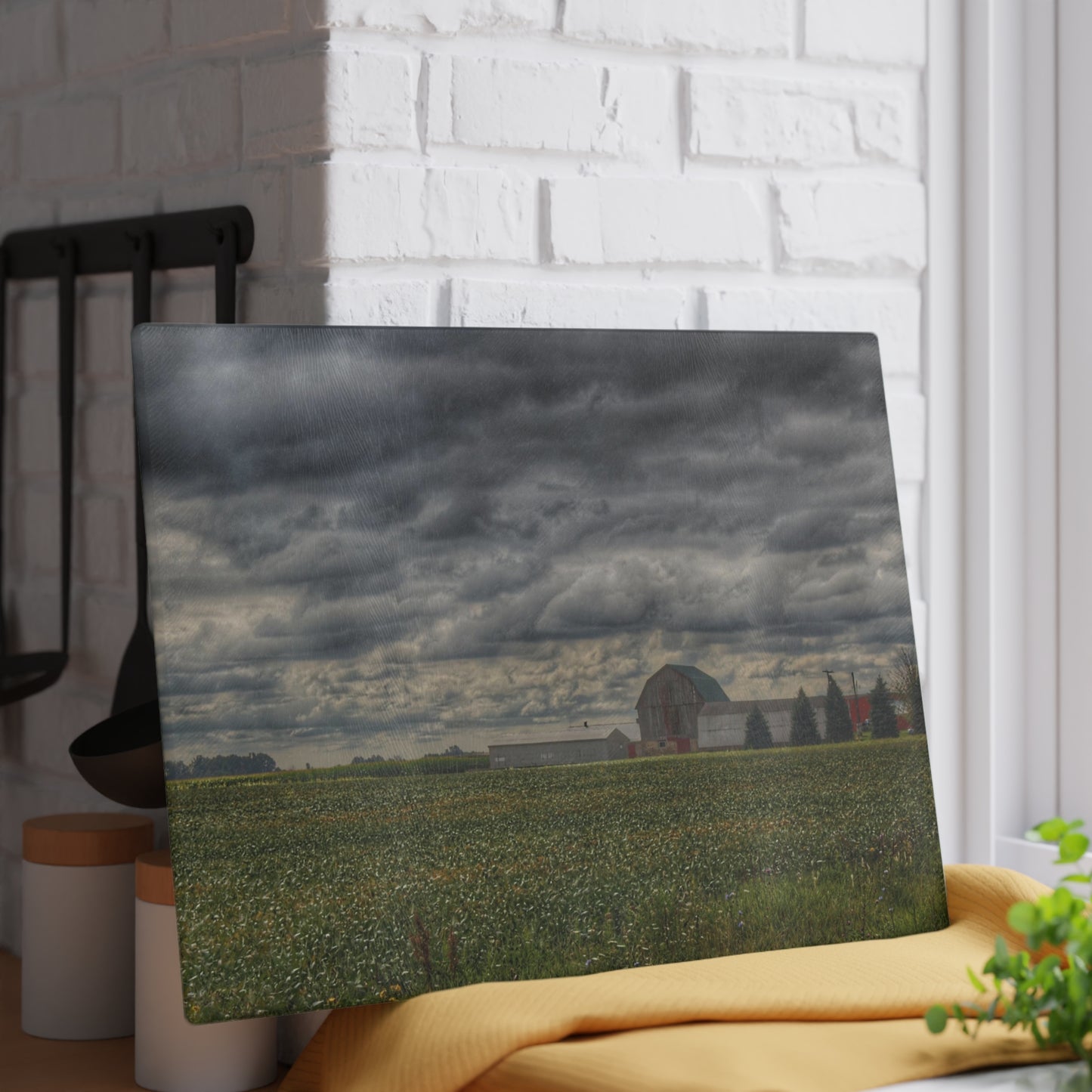 U R There Photography Early Fall on the Farm Rustic Farmhouse Tempered-Glass Cutting Board