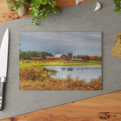U R There Photography Oakwood Reds Rustic Farmhouse Tempered-Glass Cutting Board