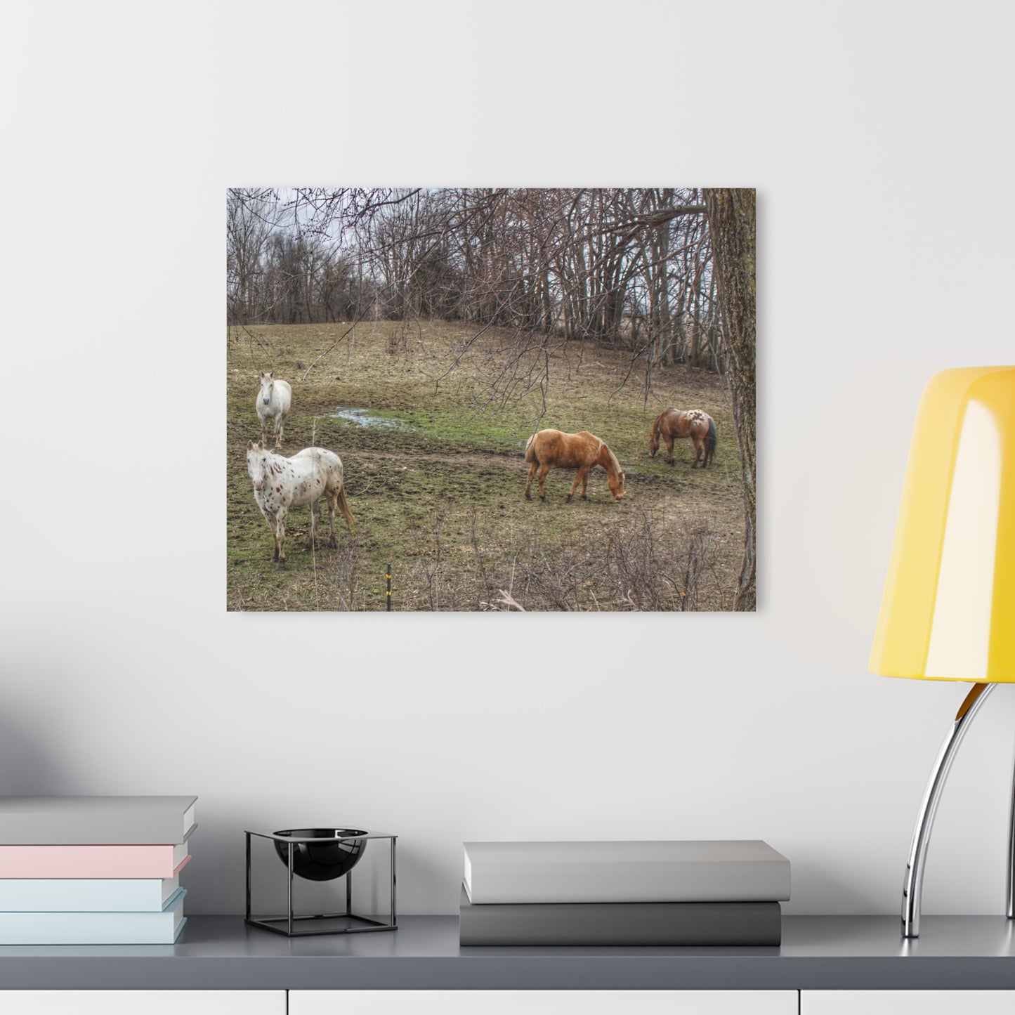 Barn Boutique Modern Farmhouse Acrylic Wall Print| Horses of Barnes Road I