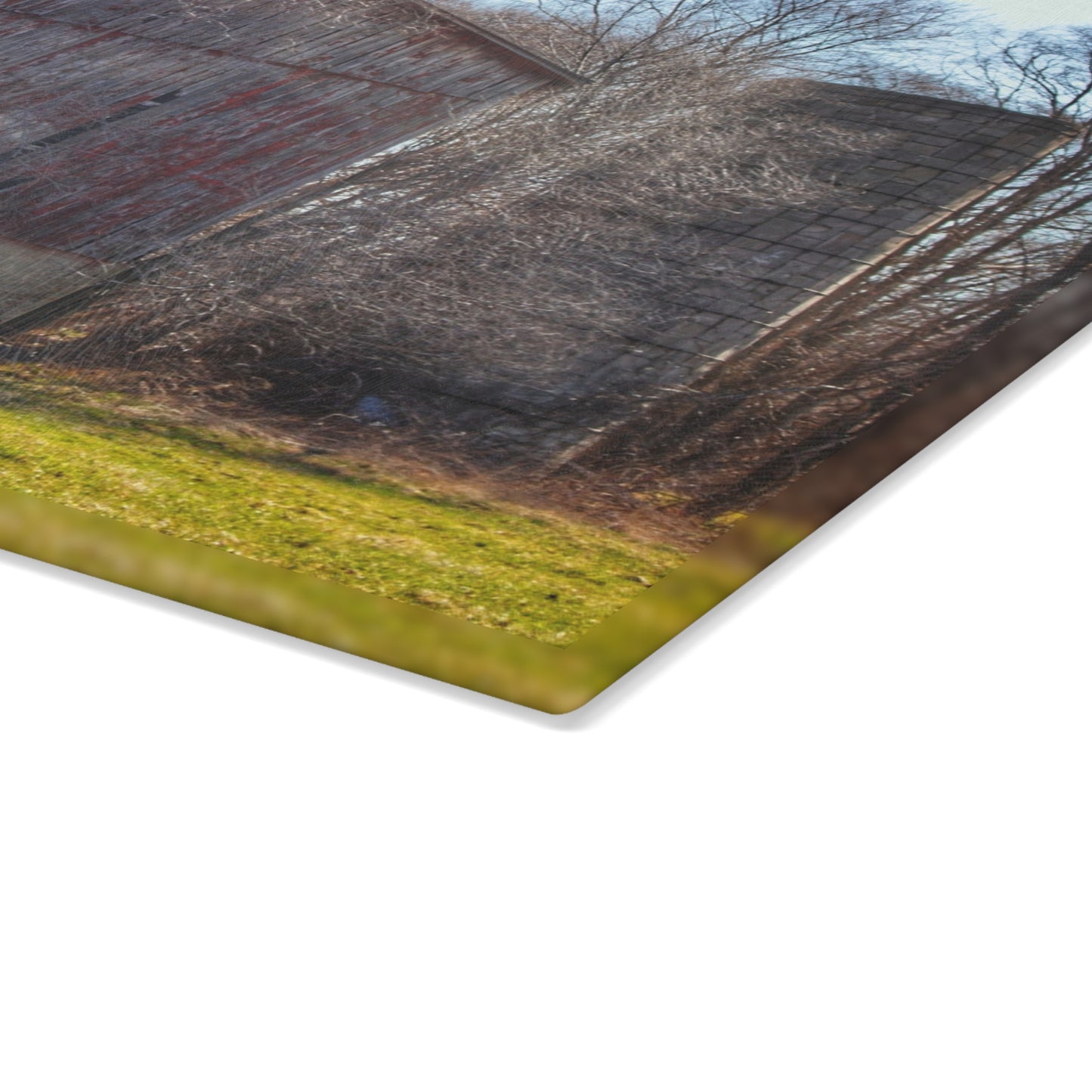 U R There Photography M-15 Red Rustic Farmhouse Tempered-Glass Cutting Board